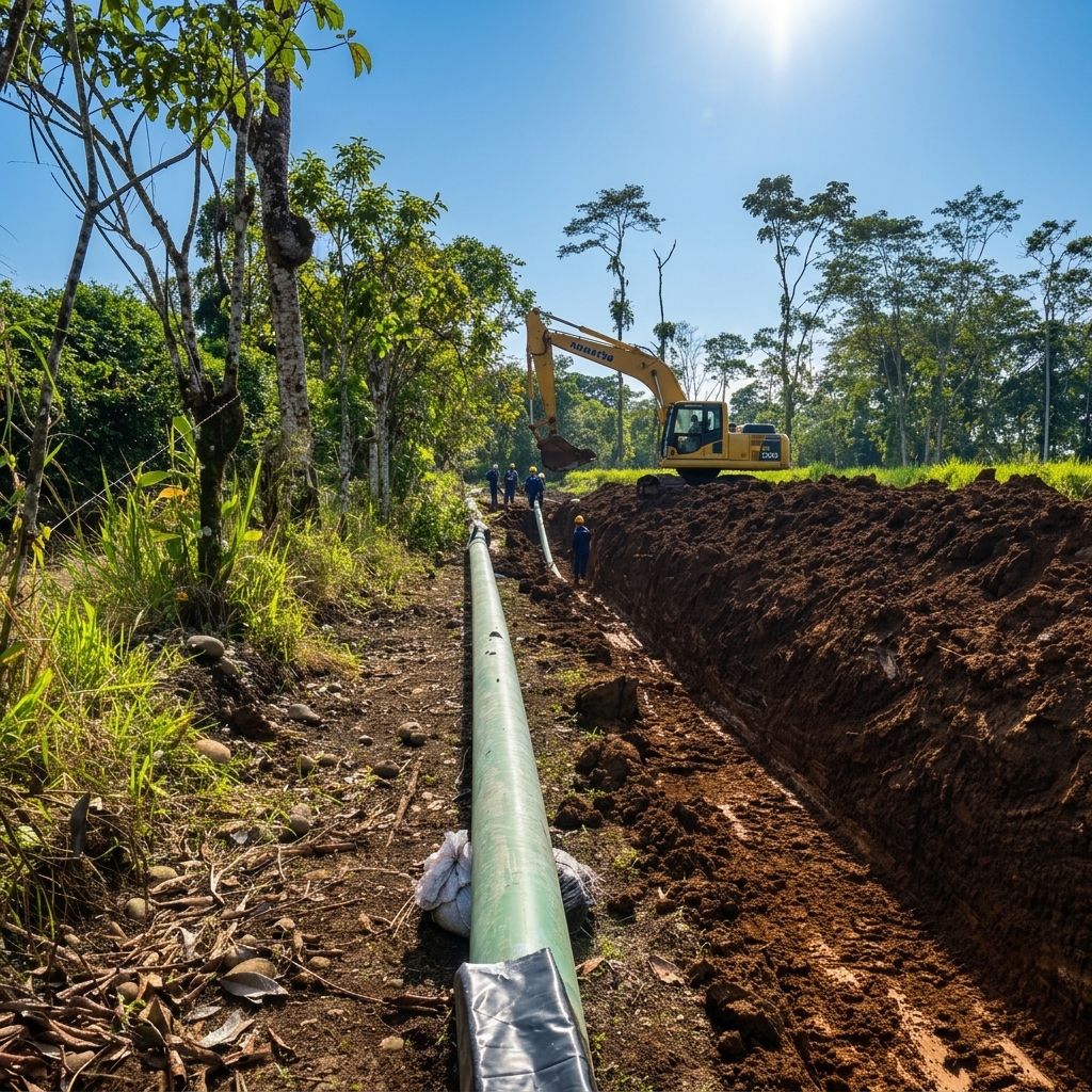 Tendido e instalación de línea de distribución de acero